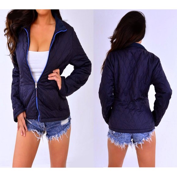 Tommy Hilfiger Navy Blue Quilted Coat Jacket S - Picture 2 of 11